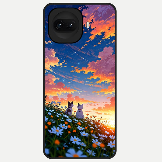  Two Cats Friends Glass Case for iQOO 15R back cover – full design glossy printed glass finish