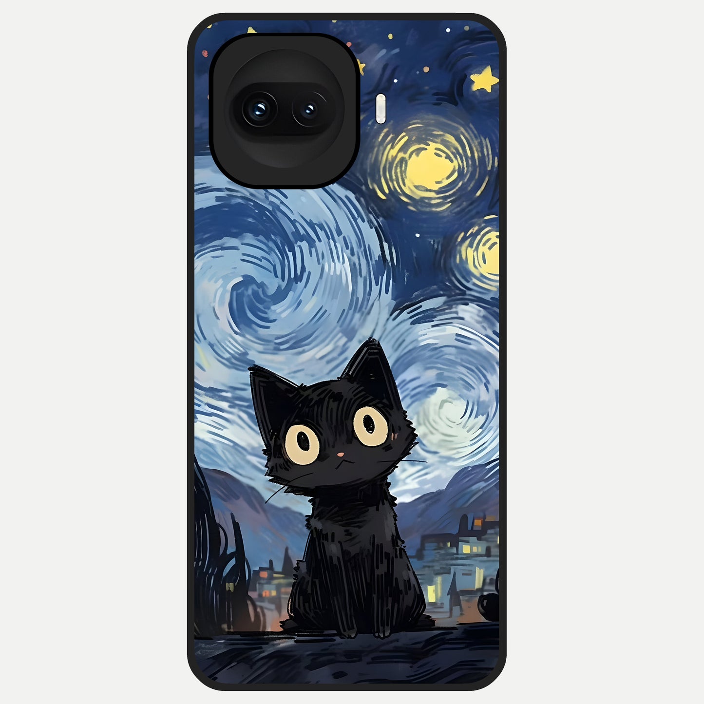  Van Gogh Cat Glass Case for iQOO 15R back cover – full design glossy printed glass finish