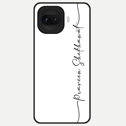  White Tune Custom Name Glass Case for iQOO 15R back cover – personalized glossy printed glass finish