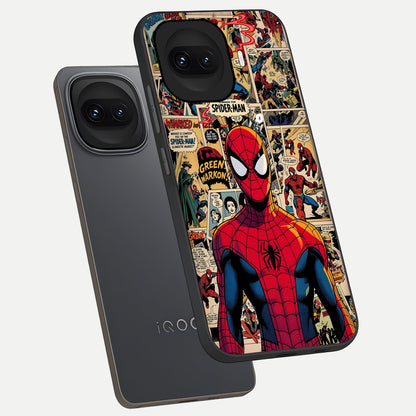  Aesthetic Spider phone case for iQOO 15R showing premium glass back cover with detailed artwork