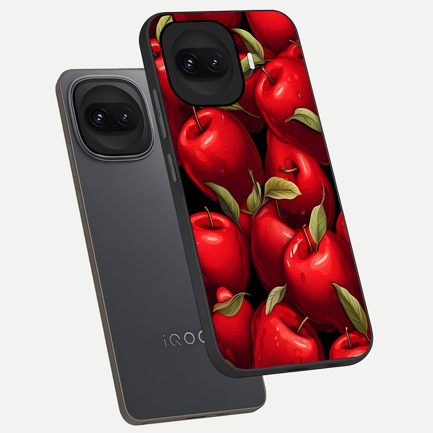  Apple Pattern phone case for iQOO 15R showing premium glass back cover with detailed artwork