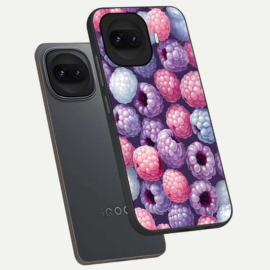  Berry Candy Pop phone case for iQOO 15R showing premium glass back cover with detailed artwork