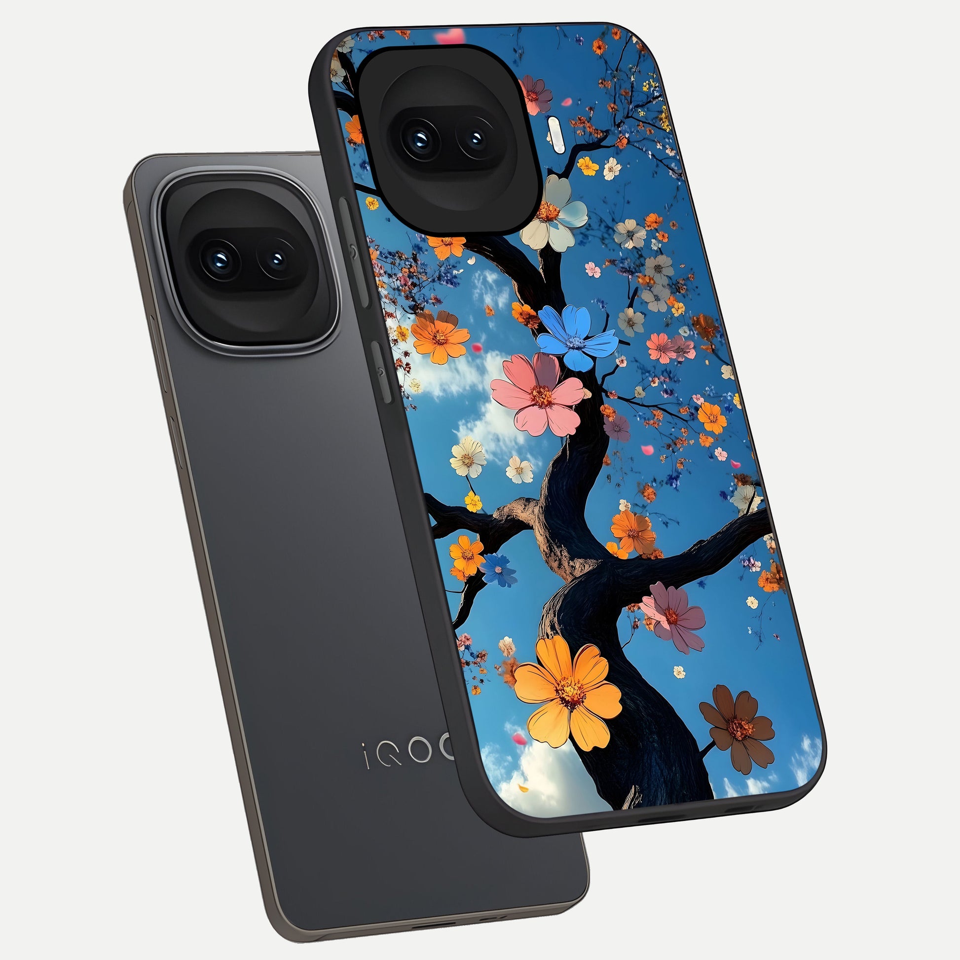  Blossom Dream Sky phone case for iQOO 15R showing premium glass back cover with detailed artwork