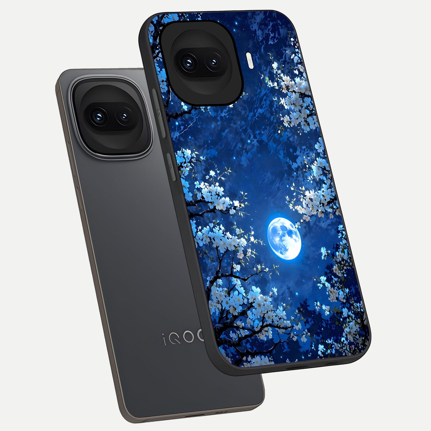  Blossom Moonlight Sky phone case for iQOO 15R showing premium glass back cover with detailed artwork