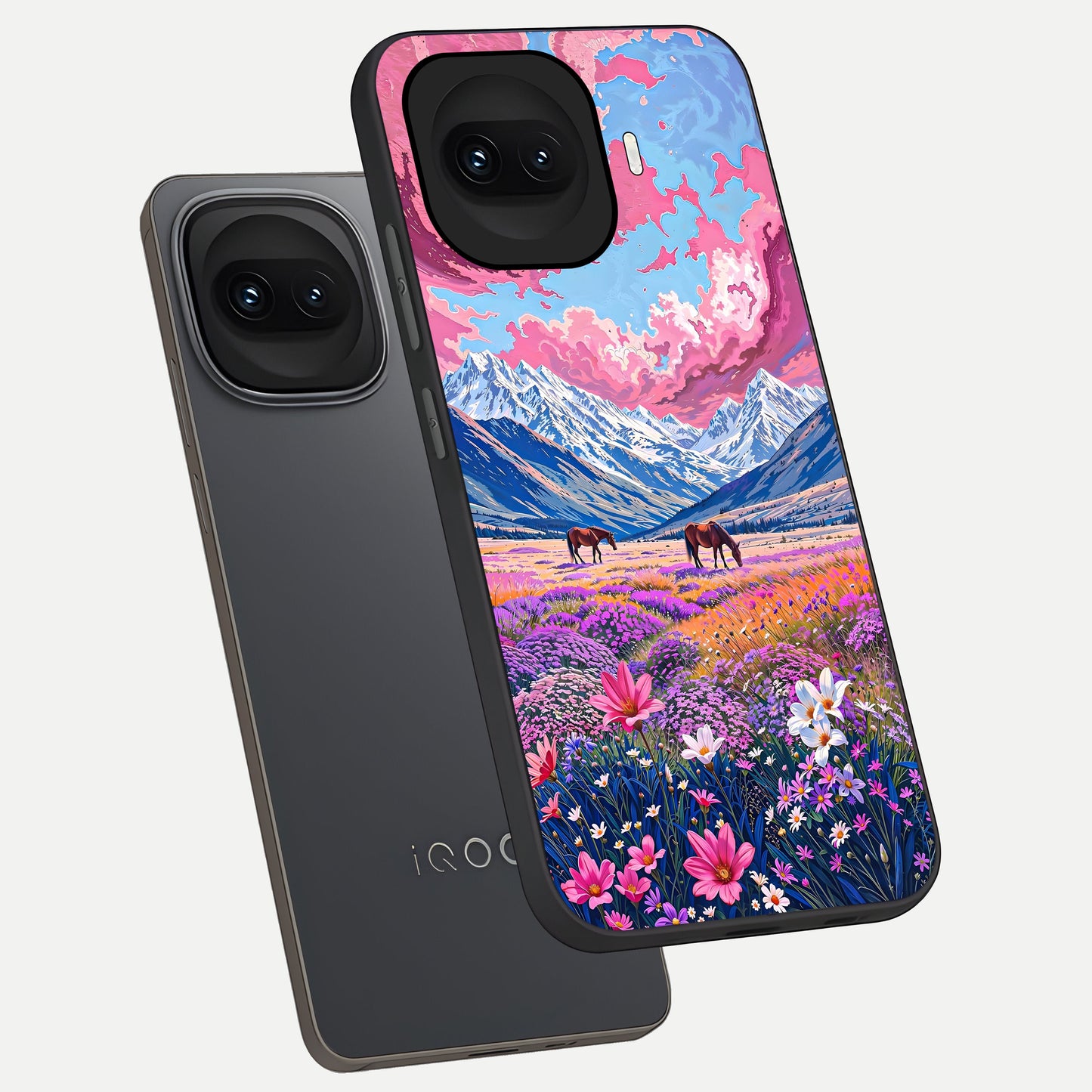  Blossom Valley Dream phone case for iQOO 15R showing premium glass back cover with detailed artwork