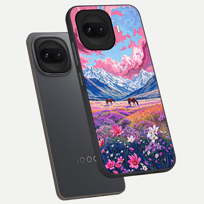  Blossom Valley Dream phone case for iQOO 15R showing premium glass back cover with detailed artwork