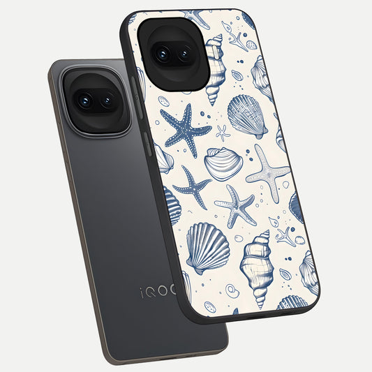  Blue Ocean Outline phone case for iQOO 15R showing premium glass back cover with detailed artwork