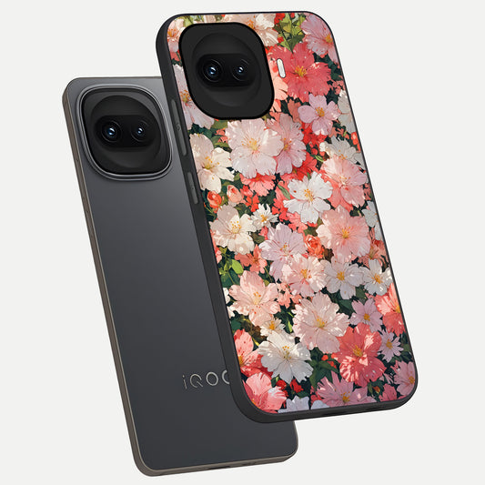  Blush Bloom Field phone case for iQOO 15R showing premium glass back cover with detailed artwork