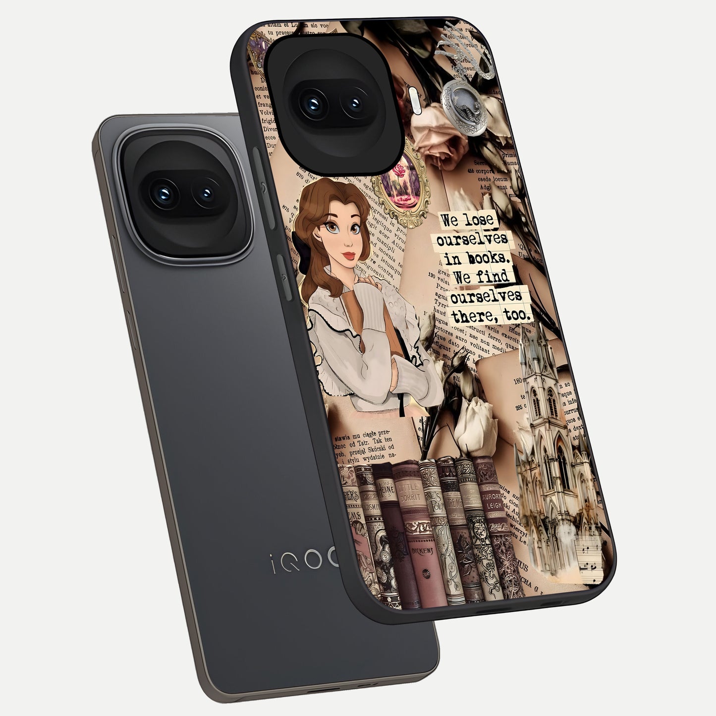  Bookish Dream World phone case for iQOO 15R showing premium glass back cover with detailed artwork