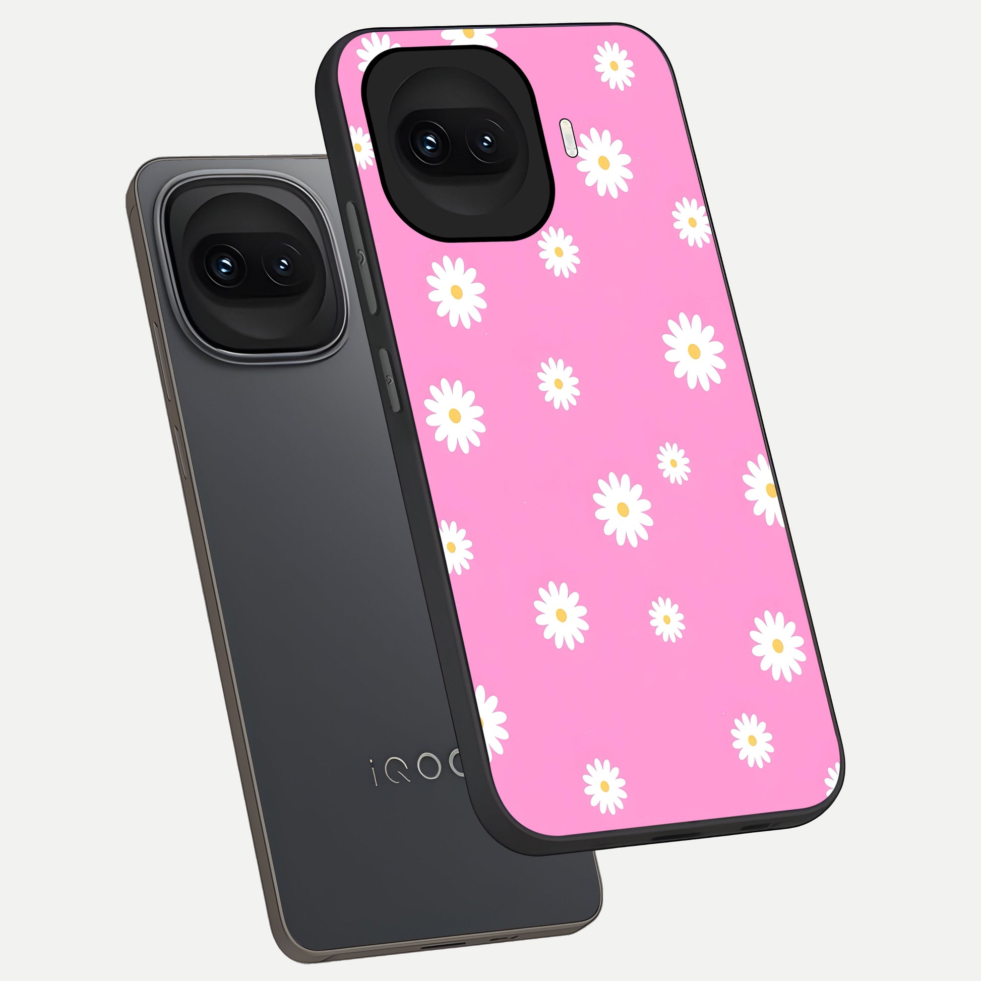  Bubblegum Daisy Pop phone case for iQOO 15R showing premium glass back cover with detailed artwork