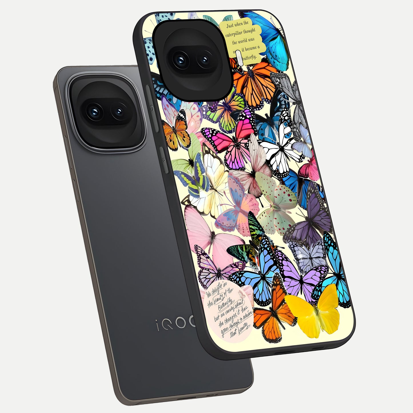  Butterflies Petal Dream phone case for iQOO 15R showing premium glass back cover with detailed artwork