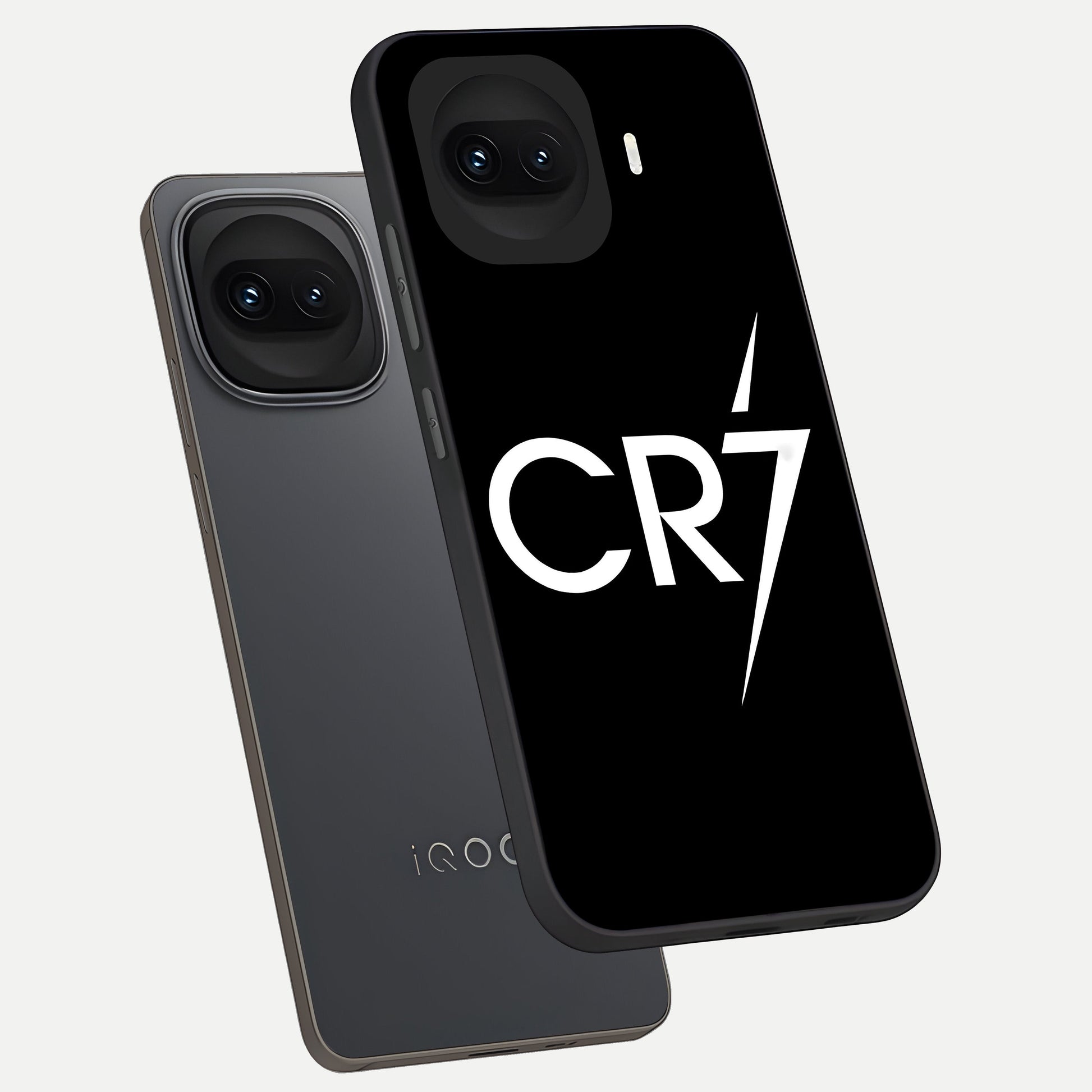  CR7 Elite Strike phone case for iQOO 15R showing premium glass back cover with detailed artwork
