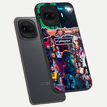  CYBERPUNK Legacy phone case for iQOO 15R showing premium glass back cover with detailed artwork