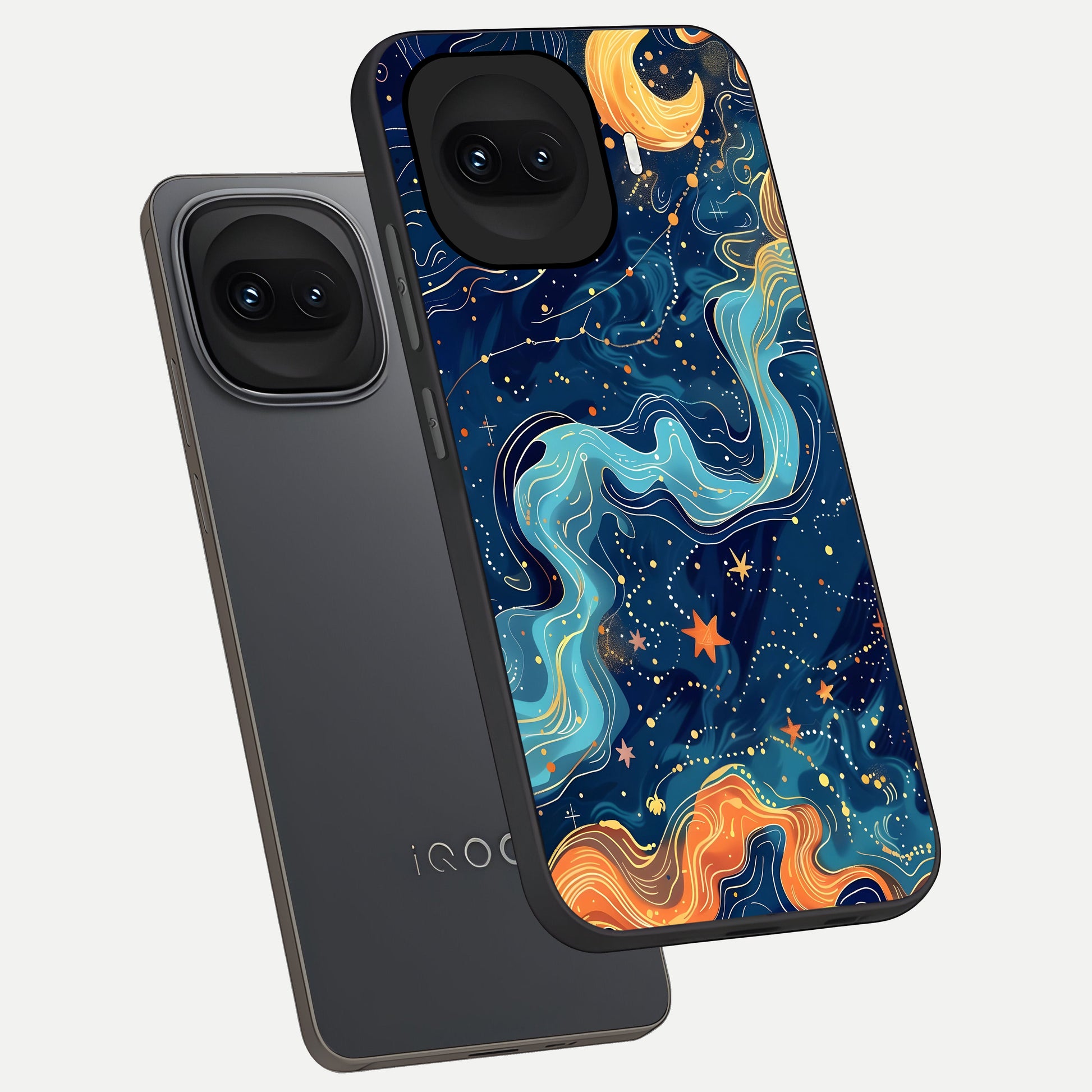  Celestial Dream Flow phone case for iQOO 15R showing premium glass back cover with detailed artwork