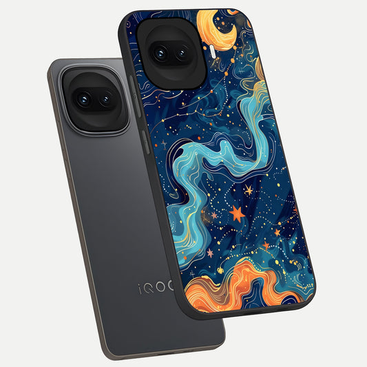  Celestial Dream Flow phone case for iQOO 15R showing premium glass back cover with detailed artwork