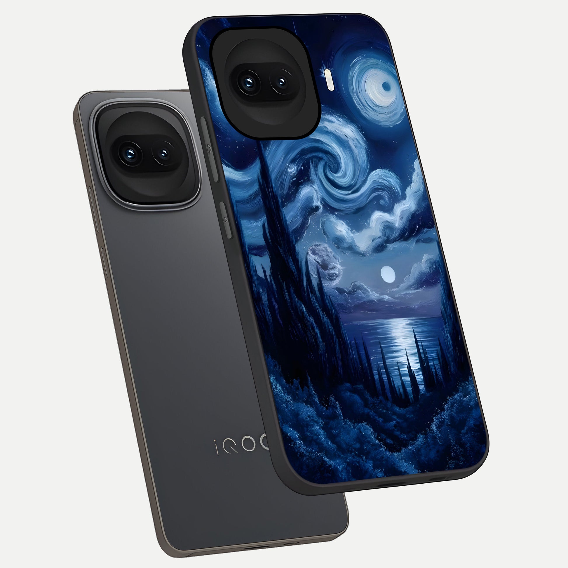  Celestial Dream Van Gogh phone case for iQOO 15R showing premium glass back cover with detailed artwork