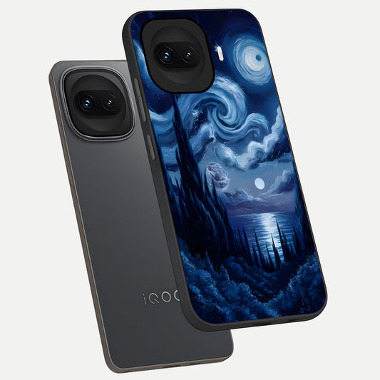  Celestial Dream Van Gogh phone case for iQOO 15R showing premium glass back cover with detailed artwork