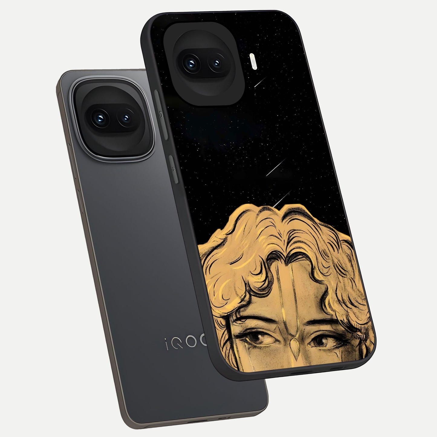  Celestial Gods Plan phone case for iQOO 15R showing premium glass back cover with detailed artwork