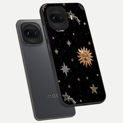  Celestial Moon With Stars phone case for iQOO 15R showing premium glass back cover with detailed artwork