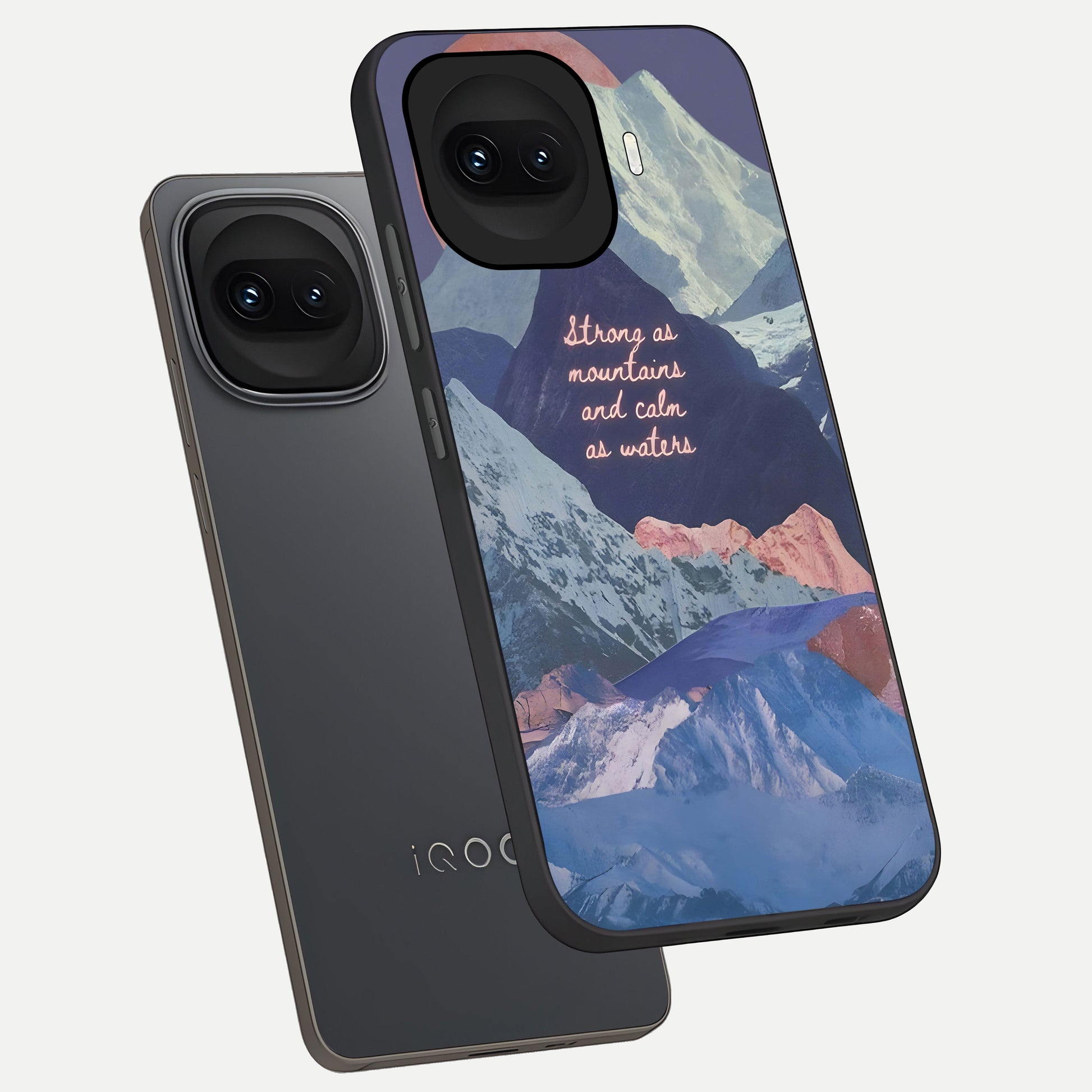  Celestial Mountain Calm phone case for iQOO 15R showing premium glass back cover with detailed artwork
