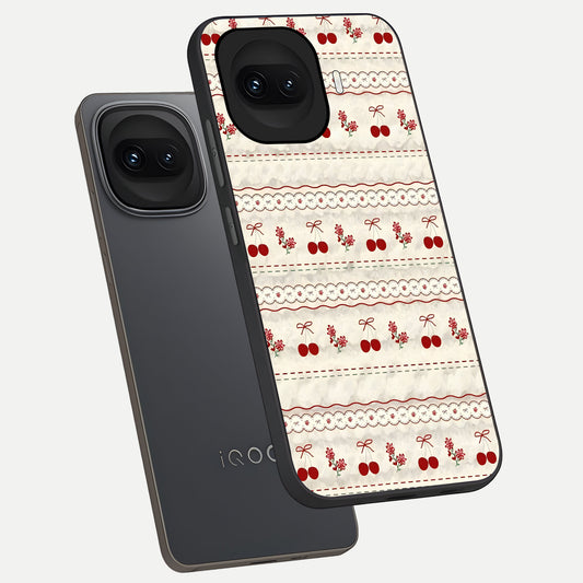  Cherry Bloom Charm phone case for iQOO 15R showing premium glass back cover with detailed artwork