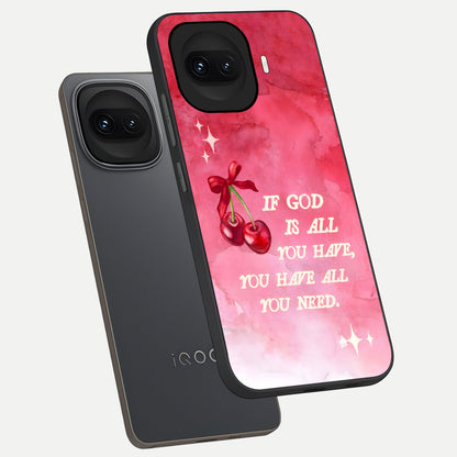  Cherry Quote phone case for iQOO 15R showing premium glass back cover with detailed artwork