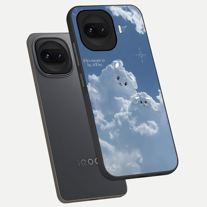  Cloud Bunny Dreams phone case for iQOO 15R showing premium glass back cover with detailed artwork