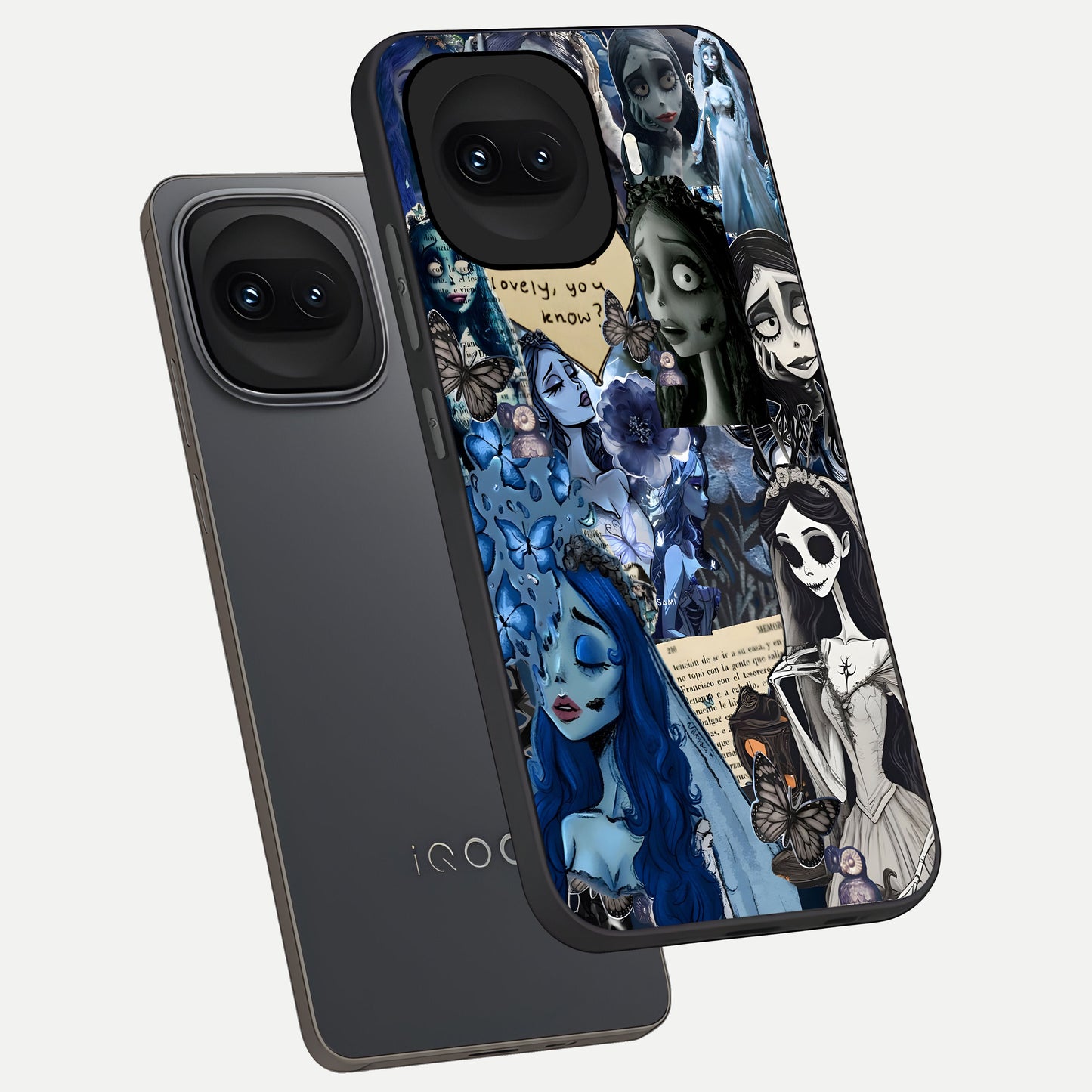  Corpse Bride Posters phone case for iQOO 15R showing premium glass back cover with detailed artwork