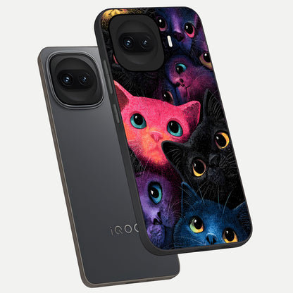  Cosmic Cats Dreams phone case for iQOO 15R showing premium glass back cover with detailed artwork