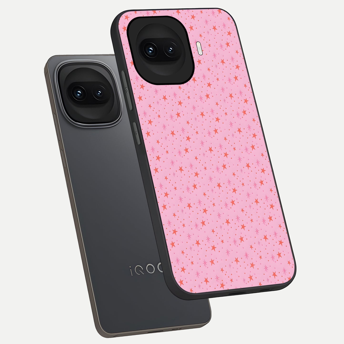  Cosmic Pink Sparkle phone case for iQOO 15R showing premium glass back cover with detailed artwork