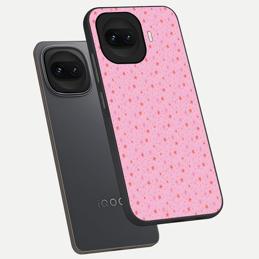  Cosmic Pink Sparkle phone case for iQOO 15R showing premium glass back cover with detailed artwork