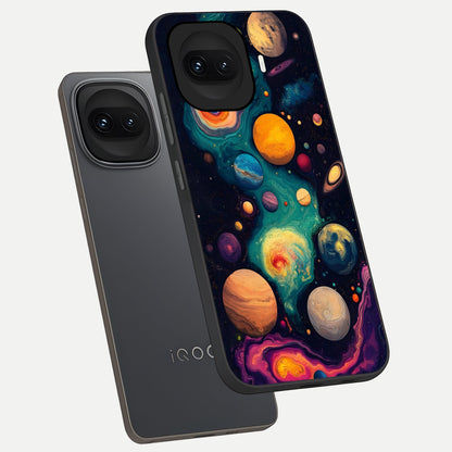  Cosmic Planet Journey phone case for iQOO 15R showing premium glass back cover with detailed artwork