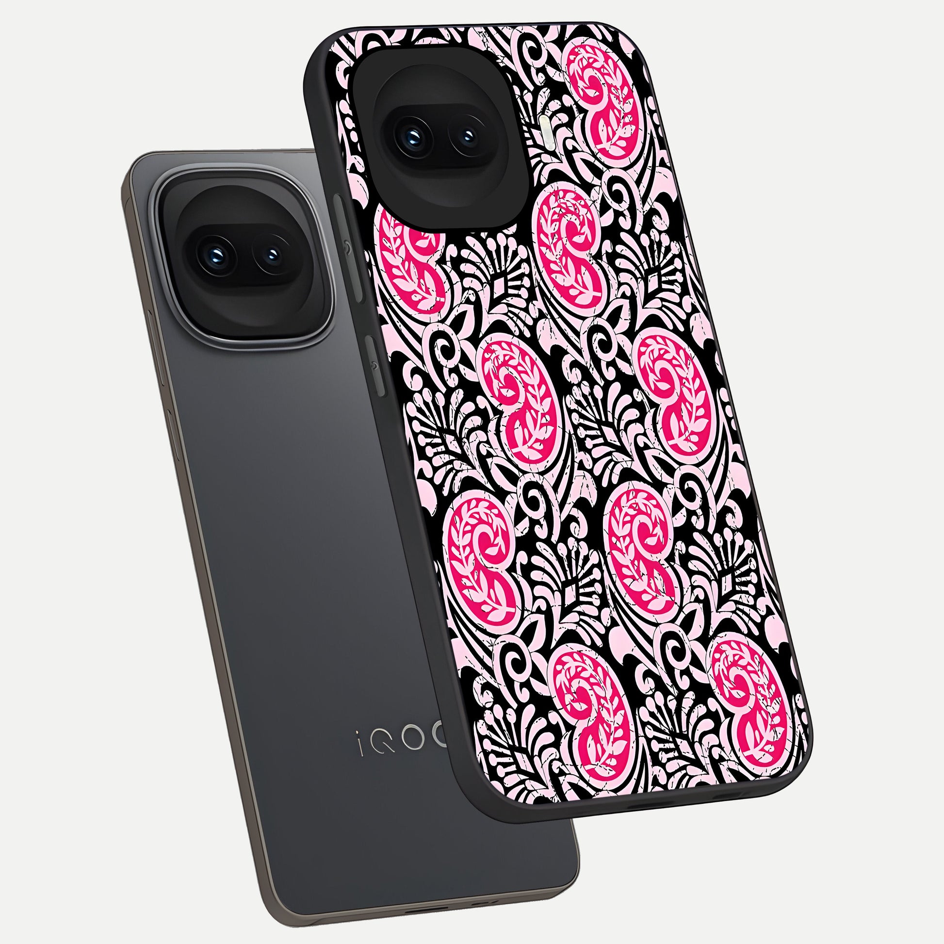  Crimson Paisley Charm phone case for iQOO 15R showing premium glass back cover with detailed artwork