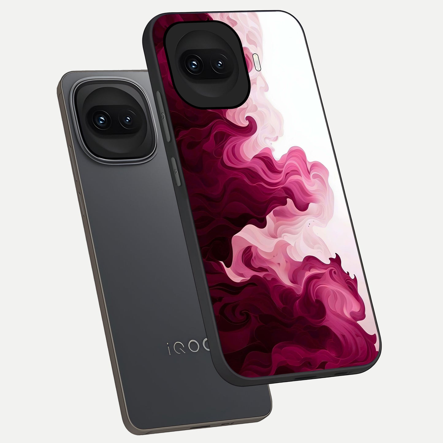  Crimson Wave Flow phone case for iQOO 15R showing premium glass back cover with detailed artwork