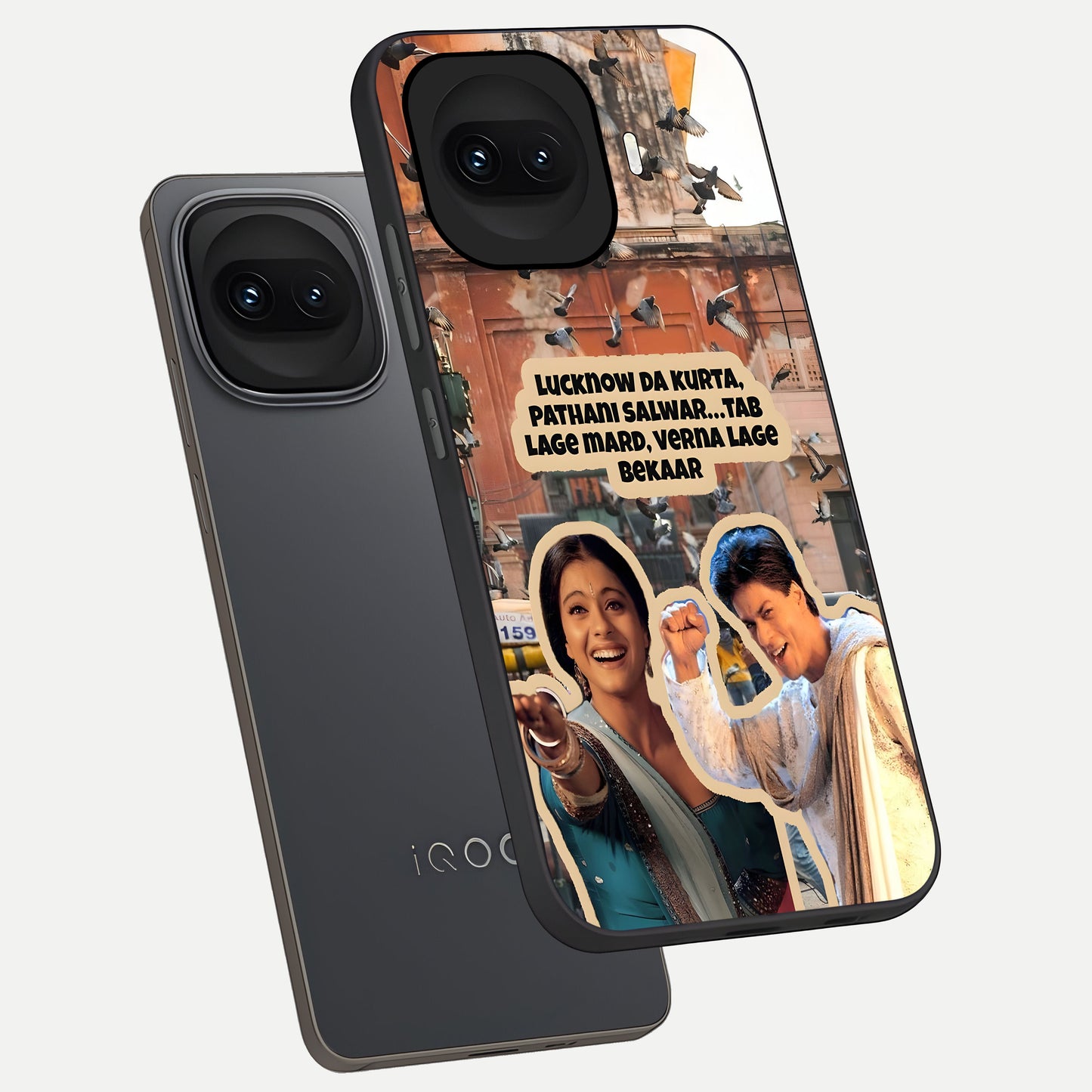  Desi Retro Vibes phone case for iQOO 15R showing premium glass back cover with detailed artwork