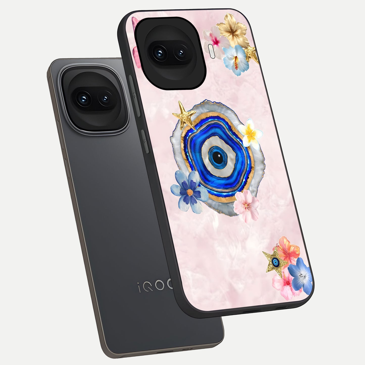  Divine Aura Bloom phone case for iQOO 15R showing premium glass back cover with detailed artwork
