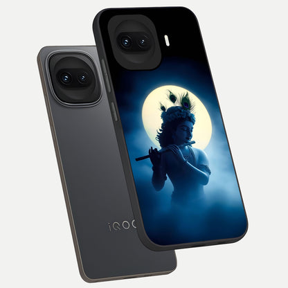  Divine Moon Flute phone case for iQOO 15R showing premium glass back cover with detailed artwork