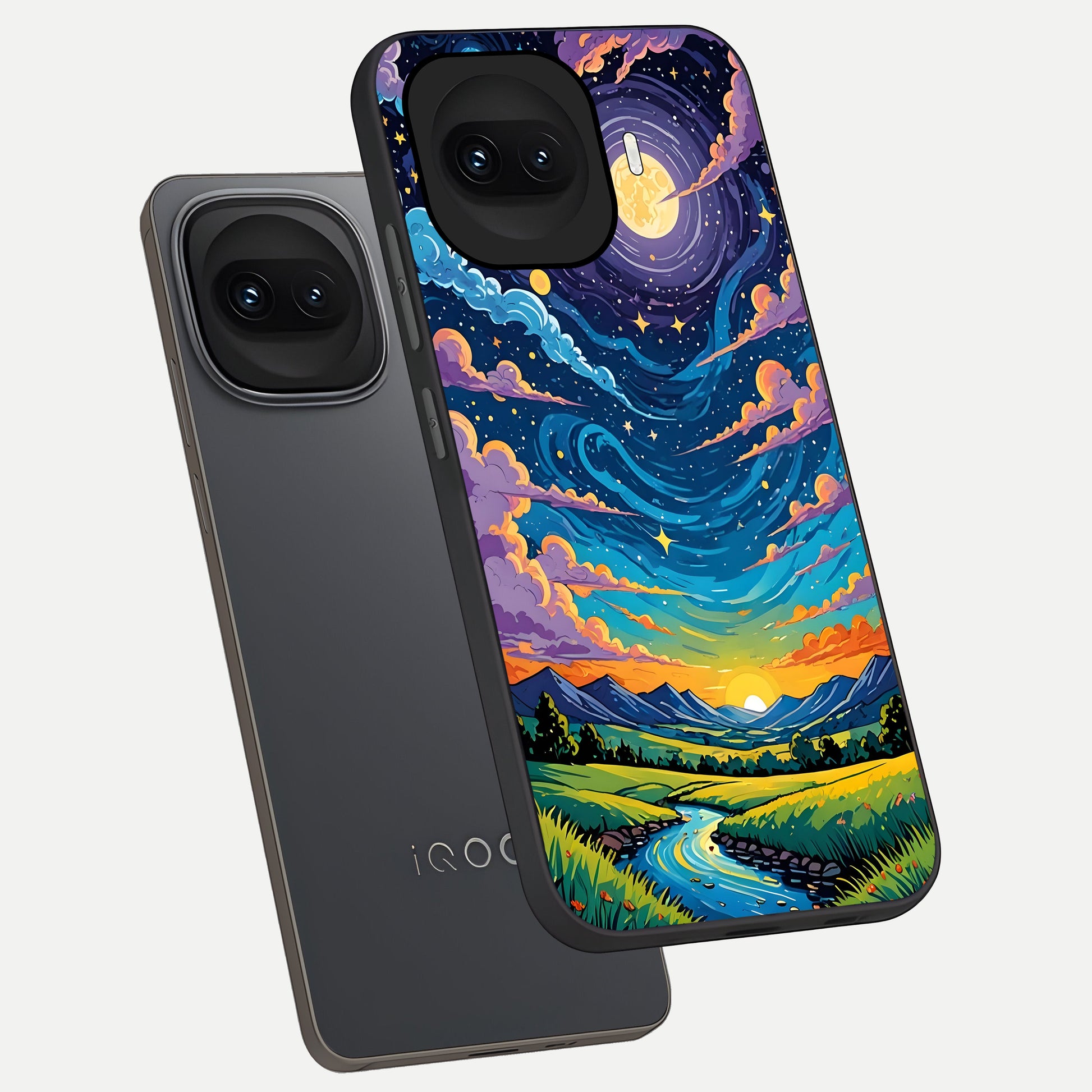  Dreamy Night Landscape phone case for iQOO 15R showing premium glass back cover with detailed artwork