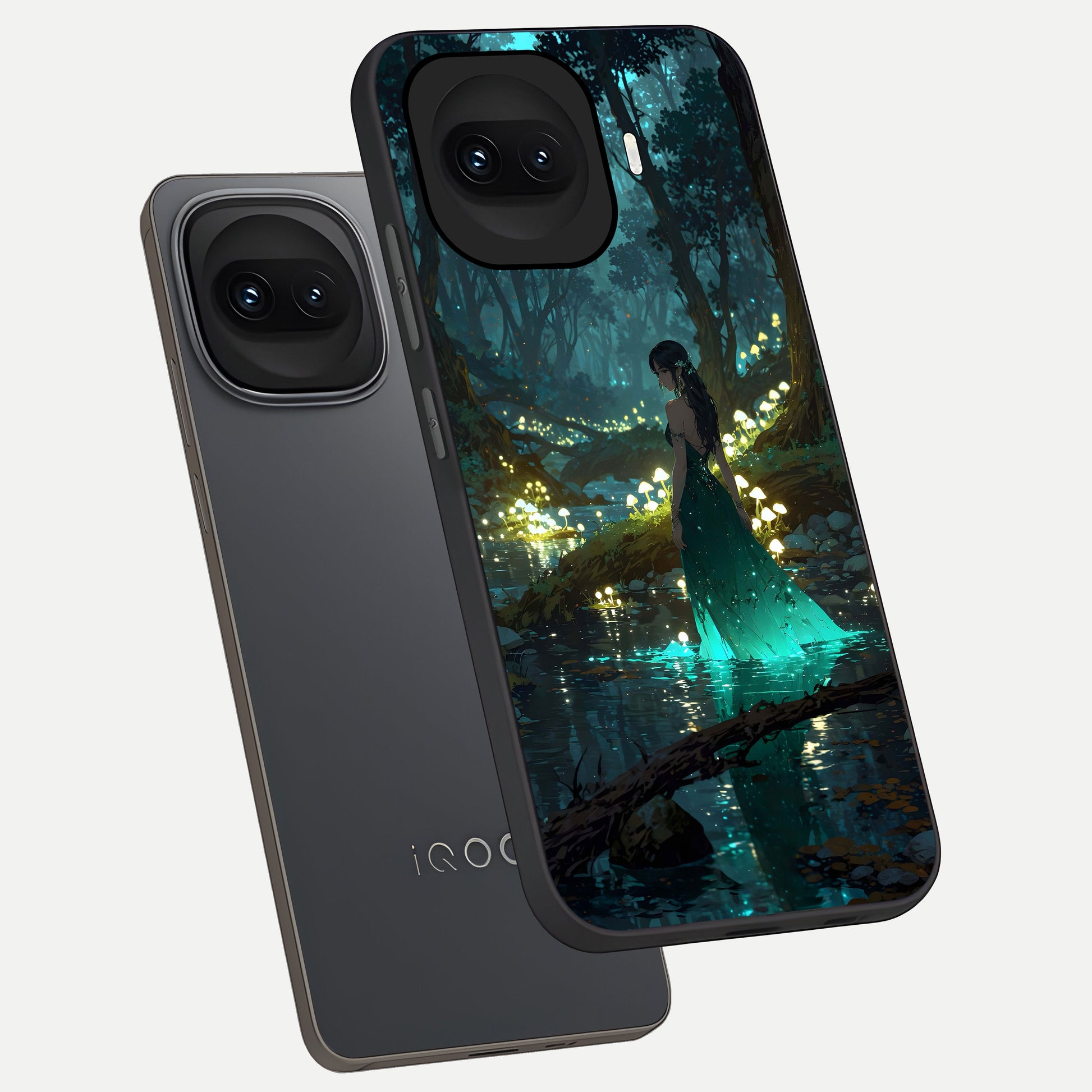  Enchanted Forest Glow phone case for iQOO 15R showing premium glass back cover with detailed artwork