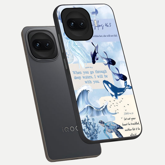  Faithful Ocean Promise phone case for iQOO 15R showing premium glass back cover with detailed artwork