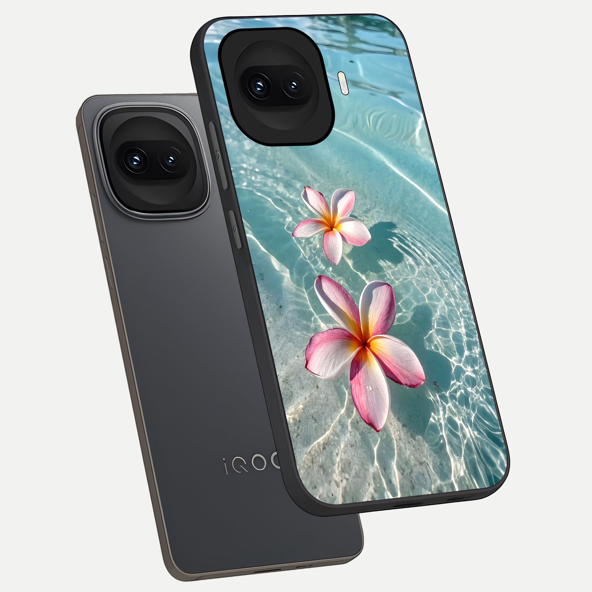  Floating Bloom Bliss phone case for iQOO 15R showing premium glass back cover with detailed artwork