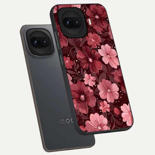  Flower Blush Bloom phone case for iQOO 15R showing premium glass back cover with detailed artwork