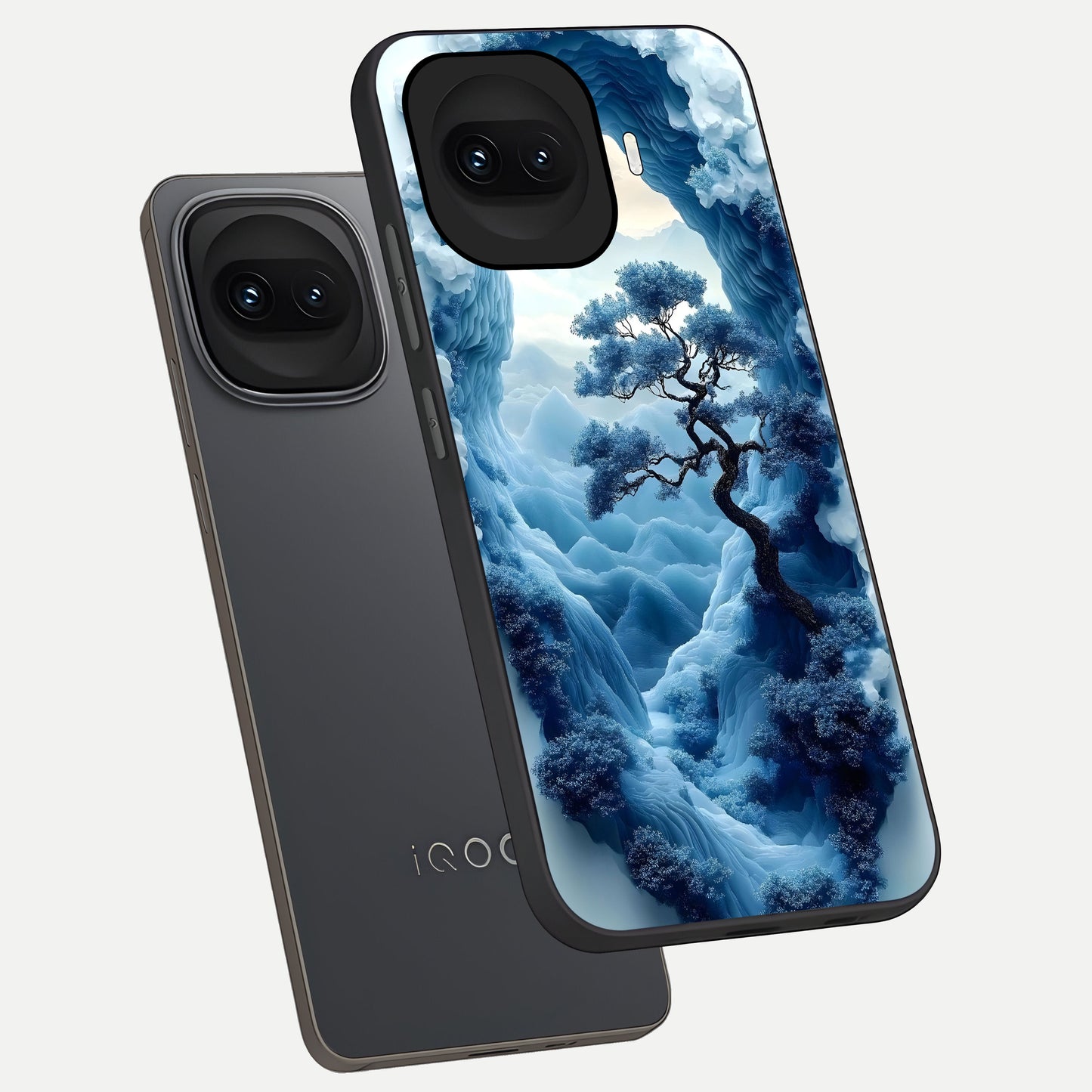  Frozen Serenity Gate phone case for iQOO 15R showing premium glass back cover with detailed artwork