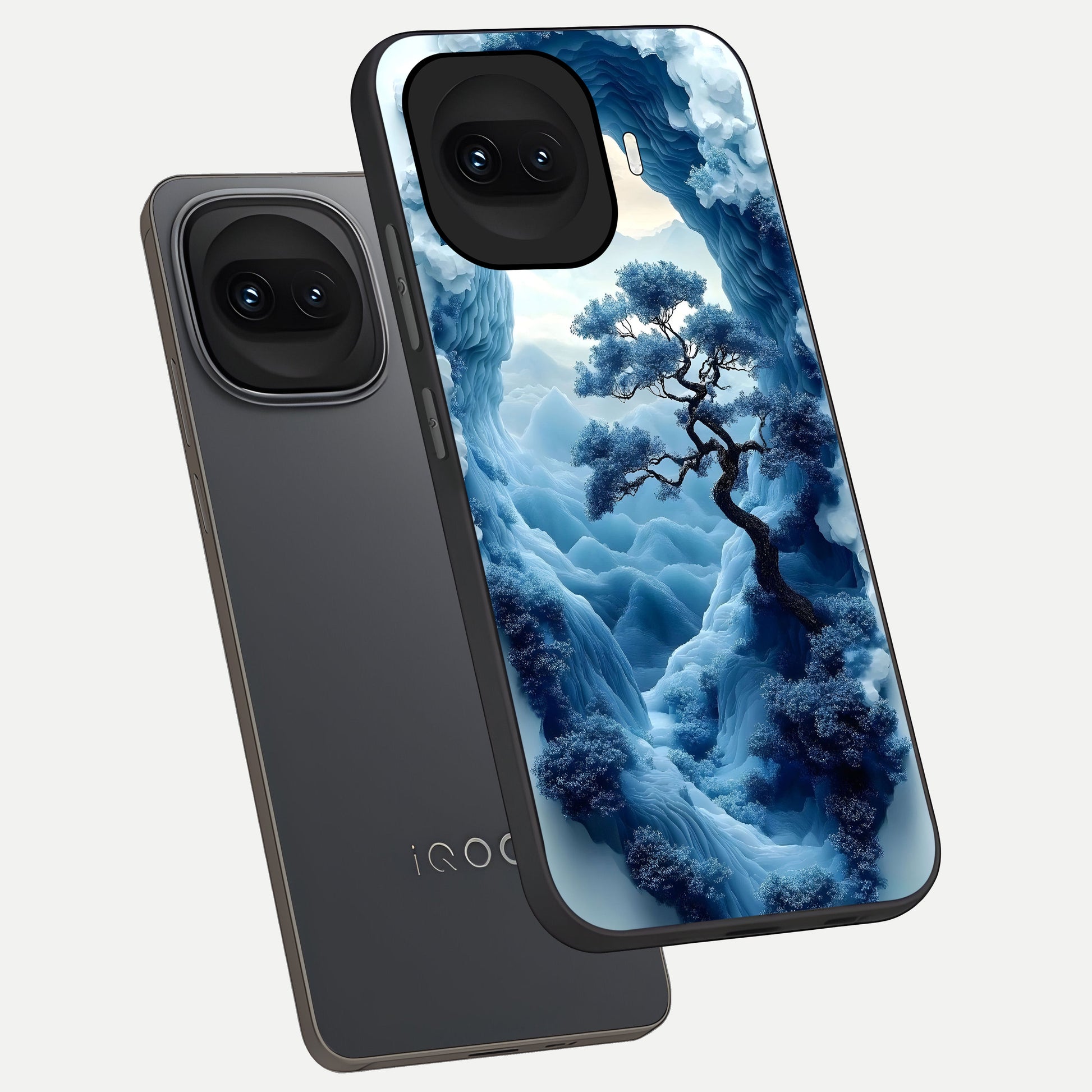  Frozen Serenity Gate phone case for iQOO 15R showing premium glass back cover with detailed artwork