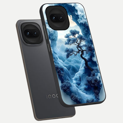  Frozen Serenity Gate phone case for iQOO 15R showing premium glass back cover with detailed artwork