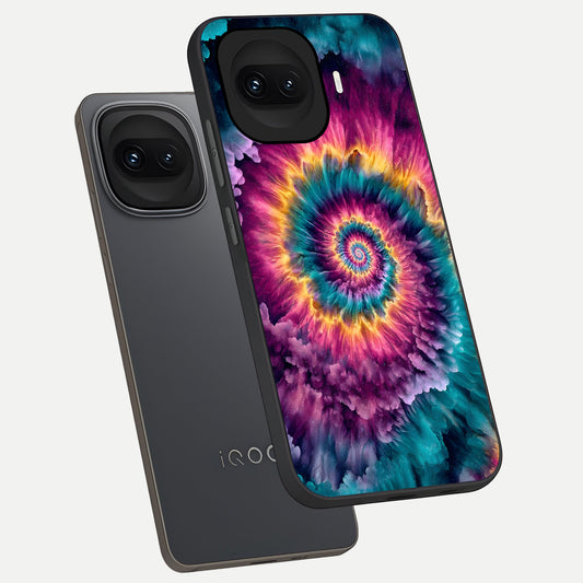  Galactic Spiral Burst phone case for iQOO 15R showing premium glass back cover with detailed artwork