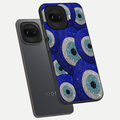  Galaxy Eye Flow phone case for iQOO 15R showing premium glass back cover with detailed artwork
