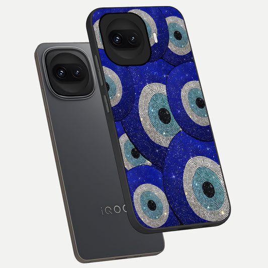  Galaxy Eye Flow phone case for iQOO 15R showing premium glass back cover with detailed artwork
