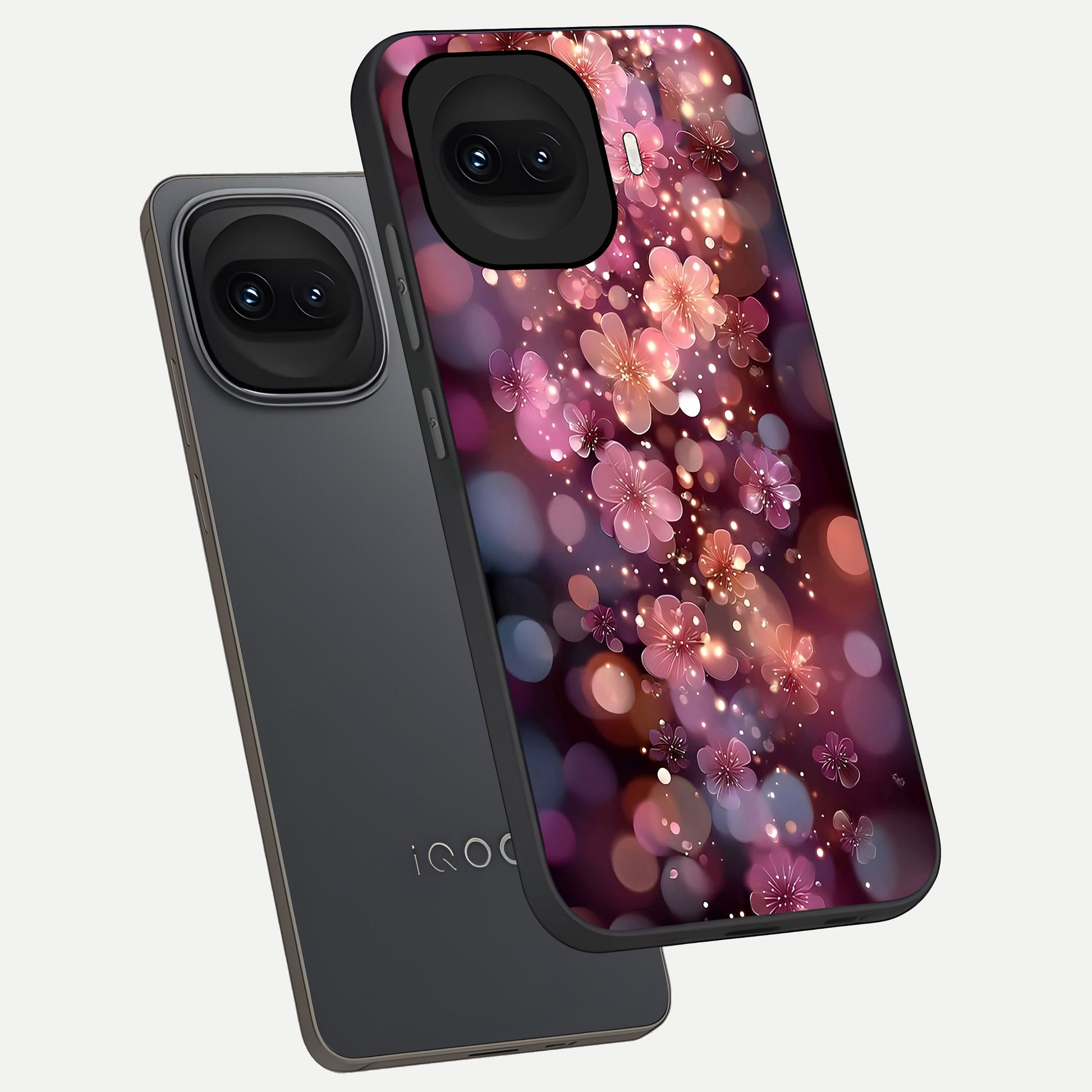  Glowing Petal Bliss phone case for iQOO 15R showing premium glass back cover with detailed artwork