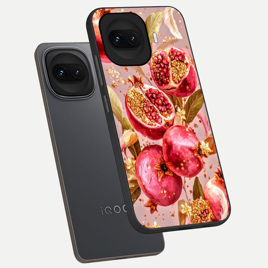  Golden Bloom Glow phone case for iQOO 15R showing premium glass back cover with detailed artwork